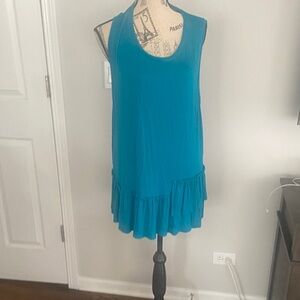 Lane Bryant Teal Sleeveless Tunic with Ruffle Hem top in size-18|20